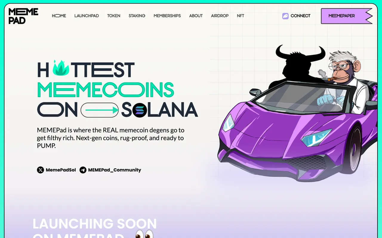 memepad.ai, the home page